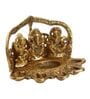 Gold Metal Laxmi Ganesha Saraswati with Diya for 6 Wicks Handcrafted eCraftIndia
