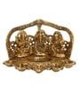 Gold Metal Laxmi Ganesha Saraswati with Diya for 6 Wicks Handcrafted eCraftIndia