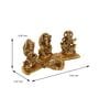 Gold Metal Laxmi Ganesha Saraswati with Diya on Leaf Chowki Handcrafted eCraftIndia