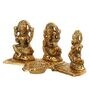Gold Metal Laxmi Ganesha Saraswati with Diya on Leaf Chowki Handcrafted eCraftIndia