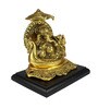 Gold Metal Lord Ganesha Sitting on Swan Throne Religious Idol