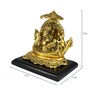 Gold Metal Lord Ganesha Sitting on Swan Throne Religious Idol