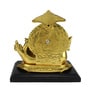 Gold Metal Lord Ganesha Sitting on Swan Throne Religious Idol