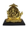 Gold Metal Lord Ganesha Sitting on Swan Throne Religious Idol