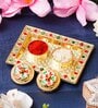 Gold Metal Roli Chawal Holder, Akshata Haldi Kumkum Holder