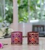 Gold Metal Set Of 2 Cut Work Design Votive Holder Candle Holder Set of 1