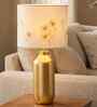 Gold Metal Table Lamp with Floral Drum Shade