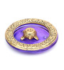 Gold Metal Tortoise Incense Holder Placed In Purple Glass Vessel