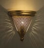 Gold Metal Wall Light Trophy Cube Pattern Light Shade Antique Brass