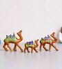 Gold Paper Mache Camel Set Of 3
