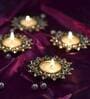Gold Metal Table Tea Light Holders & Votives (Pack Of 4)