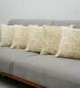 Yellow Polyester Floral 18x18 inches Cushion Covers Set of 5