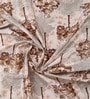 Gold Polyester Floral Light Filtering Eyelet 7 Feet Door Curtains (2 Pc)