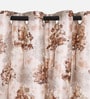 Gold Polyester Floral Light Filtering Eyelet 7 Feet Door Curtains (2 Pc)