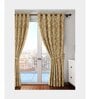 Gold Polyester Floral 7Ft Semisheer Eyelet Door Curtain (1 Pc)