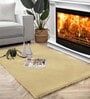 Gold Solid Polyester 3 ft x 5 ft Machine Made Carpet