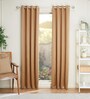 Gold Polyester Solid 7ft Blackout Eyelet Door Curtain (2 Pc)