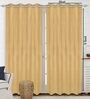 Gold Polyester Solid 9 ft Light Filtering Eyelet Door Curtain