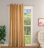 Gold Polyester Solid Light Filtering Eyelet 9 Feet Door Curtain