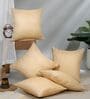 Gold Polyester Striped 16x16 inches Cushion Cover Set of 5
