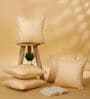 Gold Polyester Striped 16x16 inches Cushion Cover Set of 5