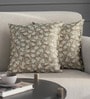 Gold Floral Poly Viscose 16 x 16 Inches Cushion Covers (Set of 2)