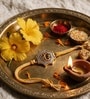 Gold Premium Ik Onkar Handmade Rakhi With Anchor Non-Bleeding Cotton Thread