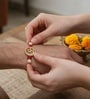 Gold Premium Om Handmade Rakhi With Anchor Non-Bleeding Cotton Thread