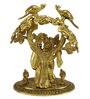 Gold Radha Krishna Standing Under Tree Showpiece