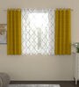Gold Traditional Polyester 5 Ft Semisheer Eyelet Window Curtains (Set of 4)