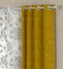 Gold Traditional Polyester 5 Ft Semisheer Eyelet Window Curtains (Set of 4)