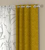 Gold Polyester Traditional 5ft Semisheer Eyelet 4 Pcs Window Curtains