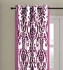 Gold Floral Polyester 7 Ft Semisheer Eyelet Door Curtains (Set of 2)