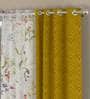 Mustard Polyester Traditional 7 Ft Semisheer Eyelet 4 Door Curtains