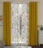 Mustard Polyester Traditional 7 Ft Semisheer Eyelet 4 Door Curtains