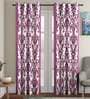 Gold Floral Polyester 9 Ft Semisheer Eyelet Door Curtains (Set of 2)