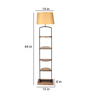 Double Gold Cotton Shade Shelf Floor Lamp With Mango wood Base
