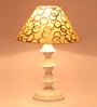 Beige & Gold Shade Table Lamp With Metal Base