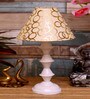 Beige & Gold Shade Table Lamp With Metal Base