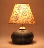 White and Gold Shade Table Lamp With Terracotta Base