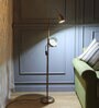 Hudson Gold Cotton Fabric Shade Shelf Floor Lamp With Metal Base