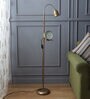 Hudson Gold Cotton Fabric Shade Shelf Floor Lamp With Metal Base