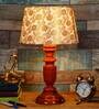 Fangio Gold Fabric Shade Night Lamp With Wood Base