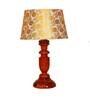 Fangio Gold Fabric Shade Night Lamp With Wood Base