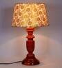 Fangio Gold Fabric Shade Night Lamp With Wood Base