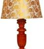 Fangio Gold Fabric Shade Night Lamp With Wood Base