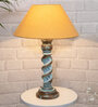 Gold Shade Table Lamp With Wooden Base