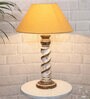 Gold Shade Table Lamp With Wooden Base