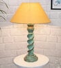 Gold Shade Table Lamp With Wooden Base