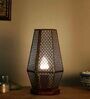 Scarlette Gold Metal Shade Table Lamp With Wood Base